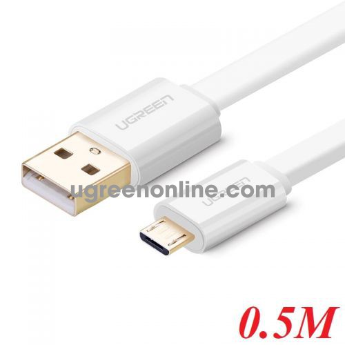 Ugreen 30680 0.5m usb 2.0 to micro usb flat cable trắng us118 10030680