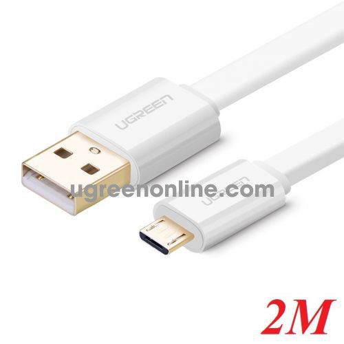 Ugreen 30683 2m usb 2.0 to micro usb flat cable trắng us118 10030683