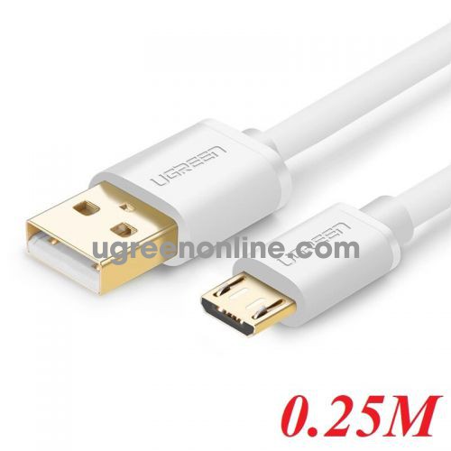 Ugreen 10846 0.25m usb 2.0 to micro b flat cable trắng us125 10010846