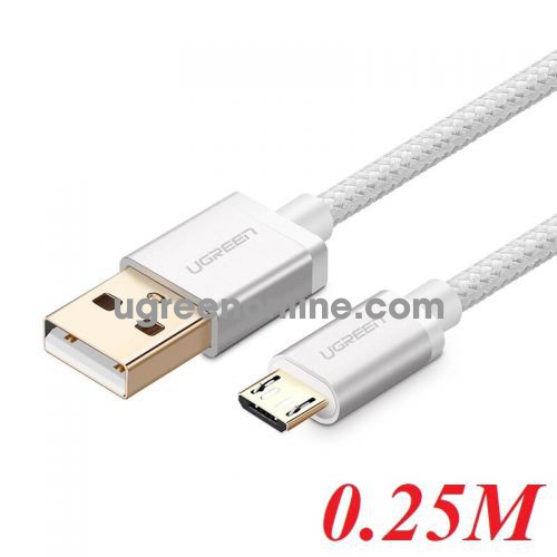 Ugreen 30653 0.25m micro usb data cable aluminum case trắng us134 10030653