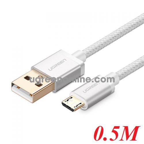 Ugreen 30654 0.5m micro usb data cable aluminum case trắng us134 10030654