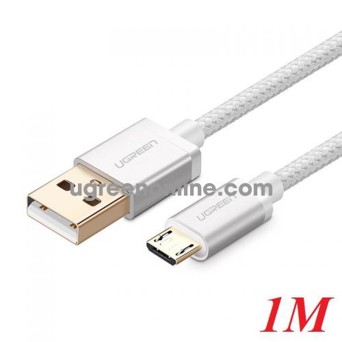 Ugreen 30655 1m micro usb data cable aluminum case trắng us134 10030655