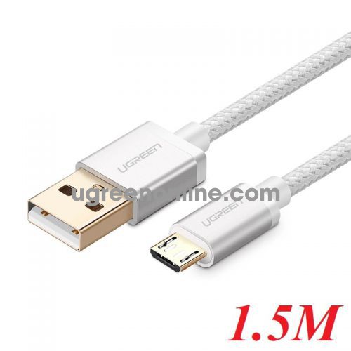 Ugreen 30656 1.5m micro usb data cable aluminum case trắng us134 10030656