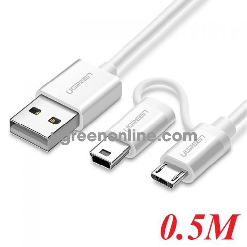 Ugreen 40770 0.5m usb to micro usb + mini usb data cable us178 10040770