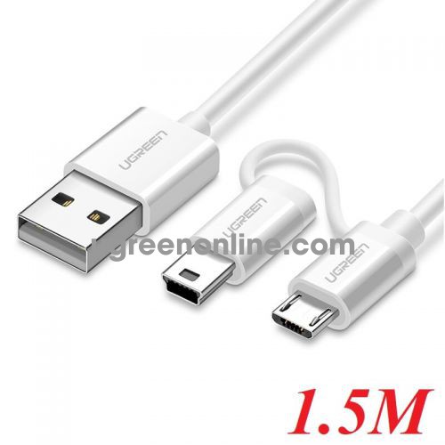 Ugreen 40772 1.5m usb to micro usb + mini usb data cable us178 10040772