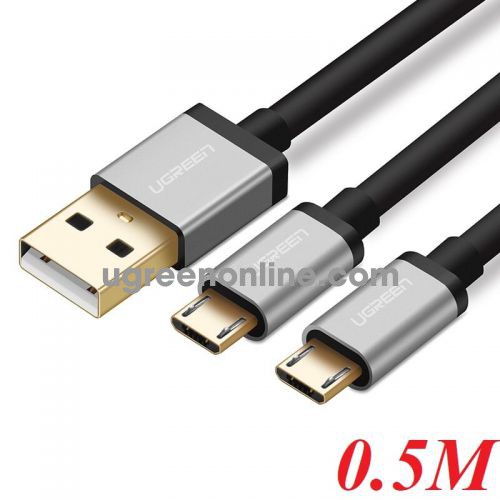 Ugreen 40347 0.5m usb 2.0 to dual micro usb data cable us196 10040347