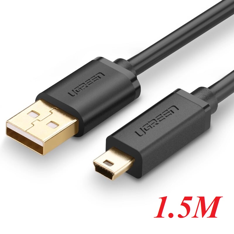 Ugreen 10385 1.5m USB 2.0 a Male to Mini 5 Pin Male Cable Gold Plated -  Technoholic