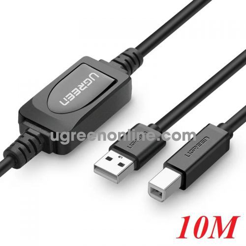 Ugreen 10374 10m usb 2.0 a male to b male active printer cable đen us122 10010374