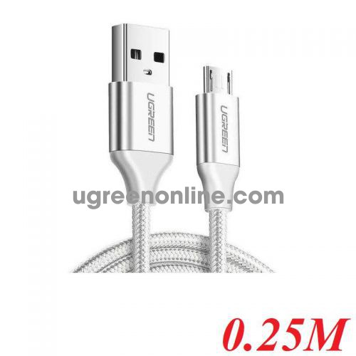 Ugreen 60149 25CM qc3.0 USB 2.0 A to Micro USB Cable Nickel Plating Aluminum Braid white US290 10060149
