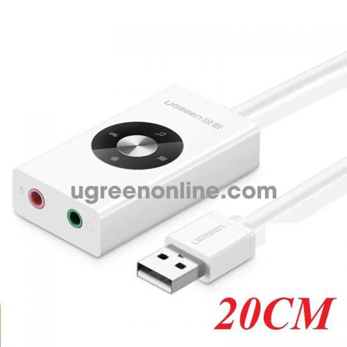 Ugreen 30448 white color usb 2.0 external stereo sound adapter 30448 10030448