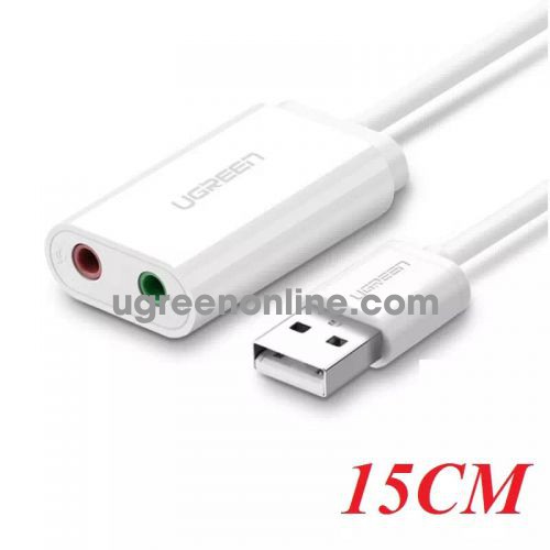 Ugreen 30143 white color usb 2.0 external sound adapter us205 10030143