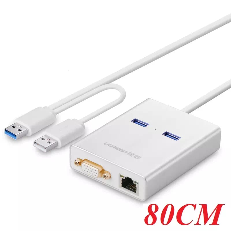 Ugreen 40242 - USB 3.0 to VGA+Ethernet+2 Port USB 3.0 Converter-40242