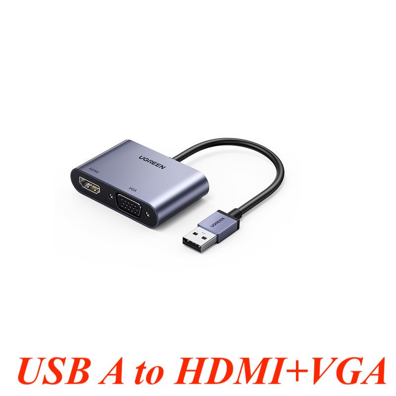 Ugreen 20518 USB 3.0 to 1080p HDMI + VGA Converter aluminum CM449 10020518