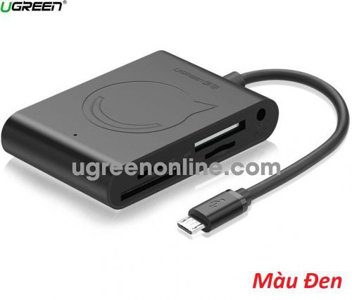Ugreen 50414 15CM Black Micro USB OTG Card Reader USB2.0 OTG Hub 3 Ports Adapter Connector for SD SDHC MINI SD MICRO SD MICRO SDHC T FLASH MS M2 50414 10050414