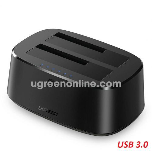 Ugreen 50856 USB 3.0 to Sata Dual Bay Hard Drive Docking Station UK power black CM198 10050856