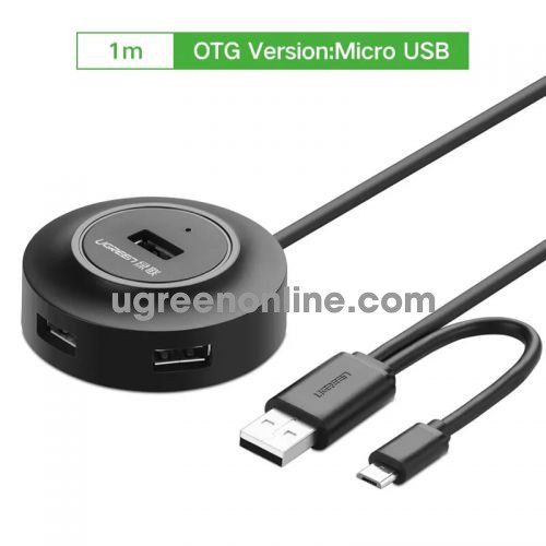 Ugreen 20278 1m 4 ports usb 2.0 hub with micro a otg màu đen cr106 10020278