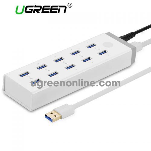 Ugreen 20297 10 ports usb 3.0 charging hub màu trắng cr117 10020297