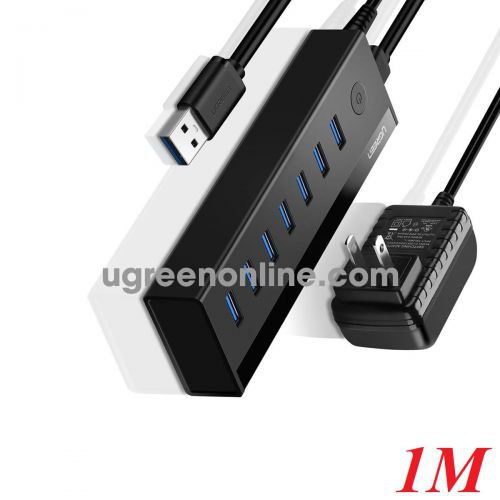 Ugreen 40521 1M 7 Port USB 3.0 Hub 5V Power Supply US Black US219 10040521