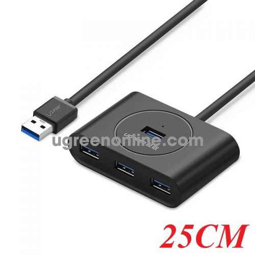 Ugreen 50263 25CM Black USB 3.0 HUB 4 Port Super Speed Splitter With Power Port CR113 10050263