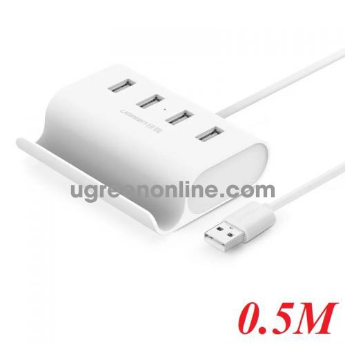 Ugreen 30222 0.5M White USB 2.0 Hub 4 Port With Power Port CR123 10030222