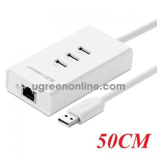 Ugreen 20259 Usb To Rj45 With Usb 2.0 Hub White Cr102 10020259