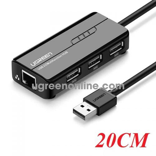 Ugreen 20264 Usb To Rj45 With Usb 2.0 Hub Black Cr103 10020264