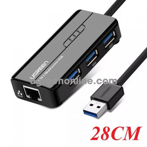 Ugreen 20265 Usb To Rj45 Gigabit With Usb 3.0 Hub Black 20265 10020265